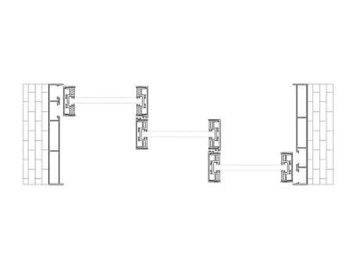 Assembly section drawing of the 40 series two-panel layout across a wall opening