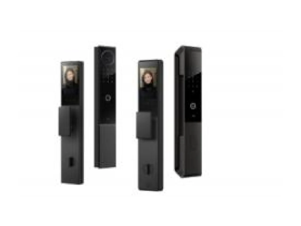 Product view of an N-series embedded split smart lock set with keypads and covers