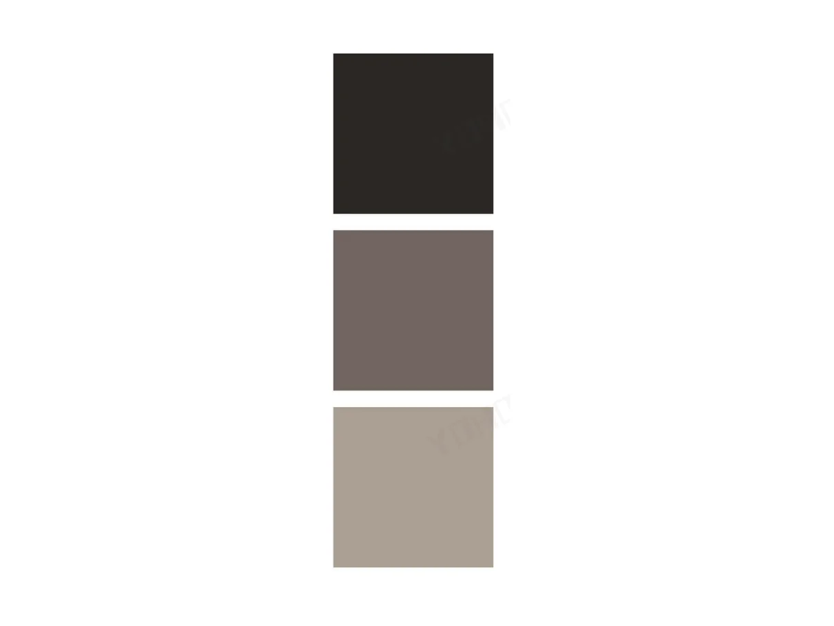 Three laminate finish samples for the institutional fire door range in charcoal, taupe and sand