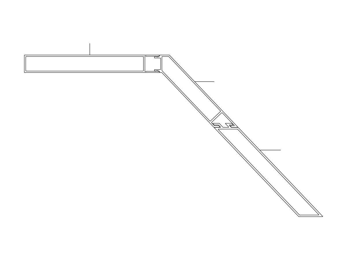 Corner and angled node section from the aluminium clad steel curtain wall catalogue