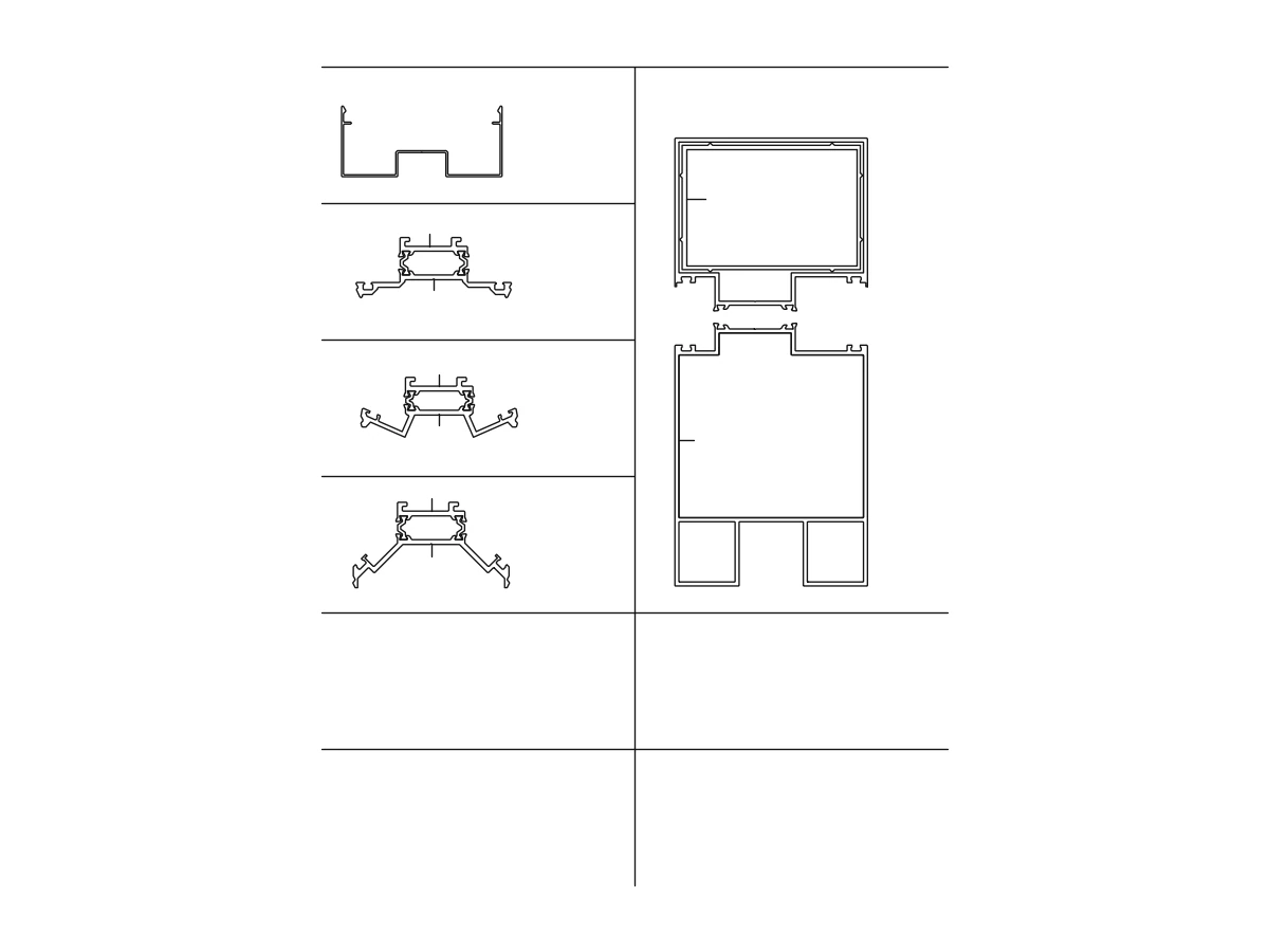 Section drawing of the three chamber facade press plate profile