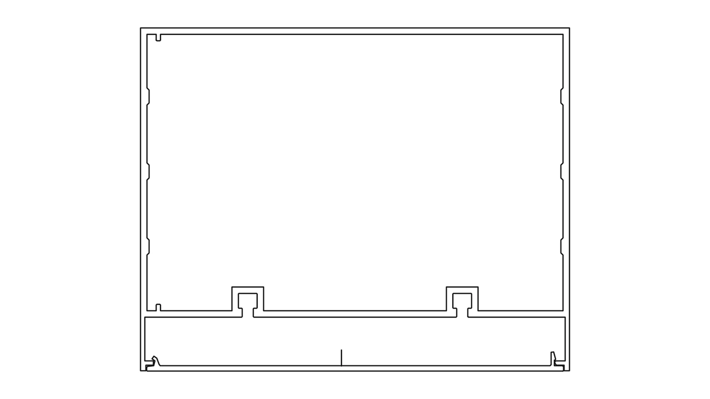 Section drawing of a large facade cover profile with its base lock