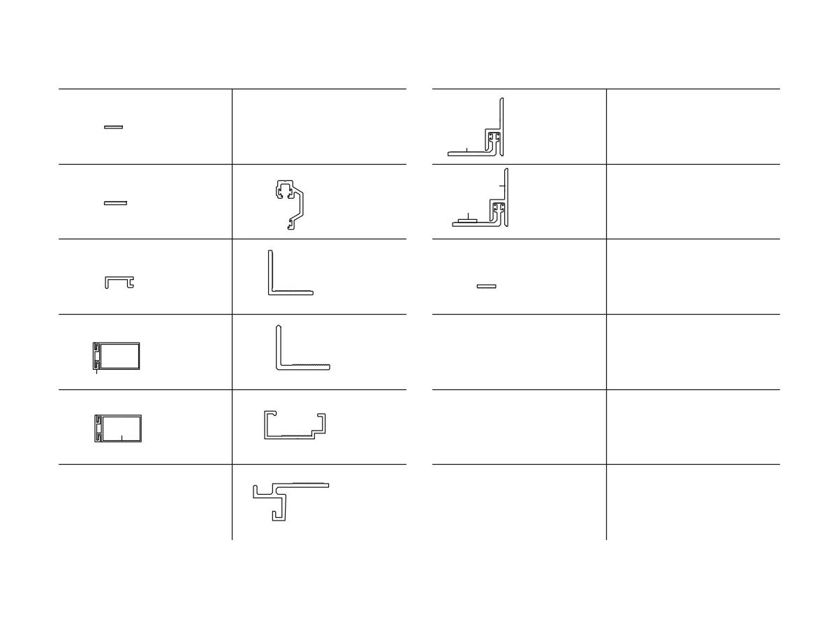Profile table of the stone bracket sections from the catalogue