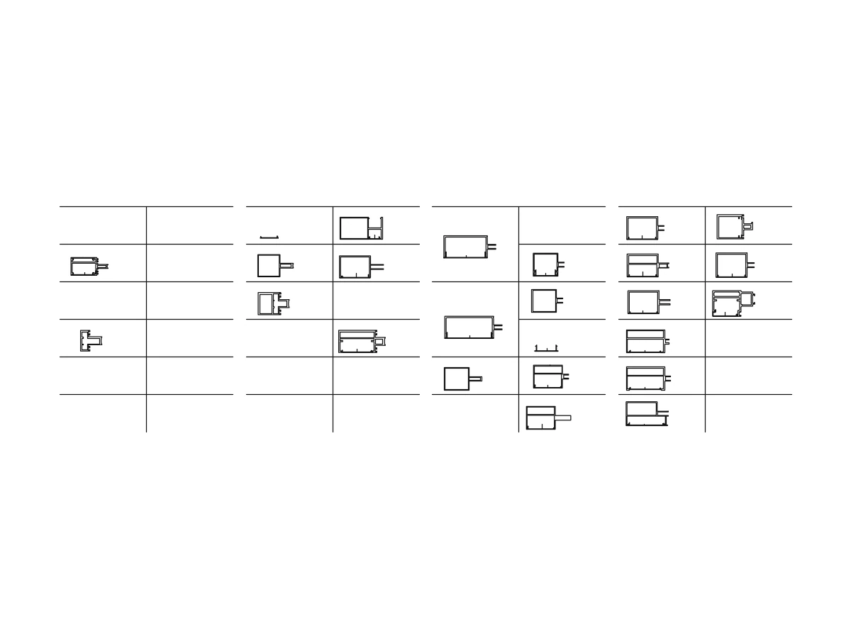 Drawing of the curtain wall transom group with connectors and cover parts