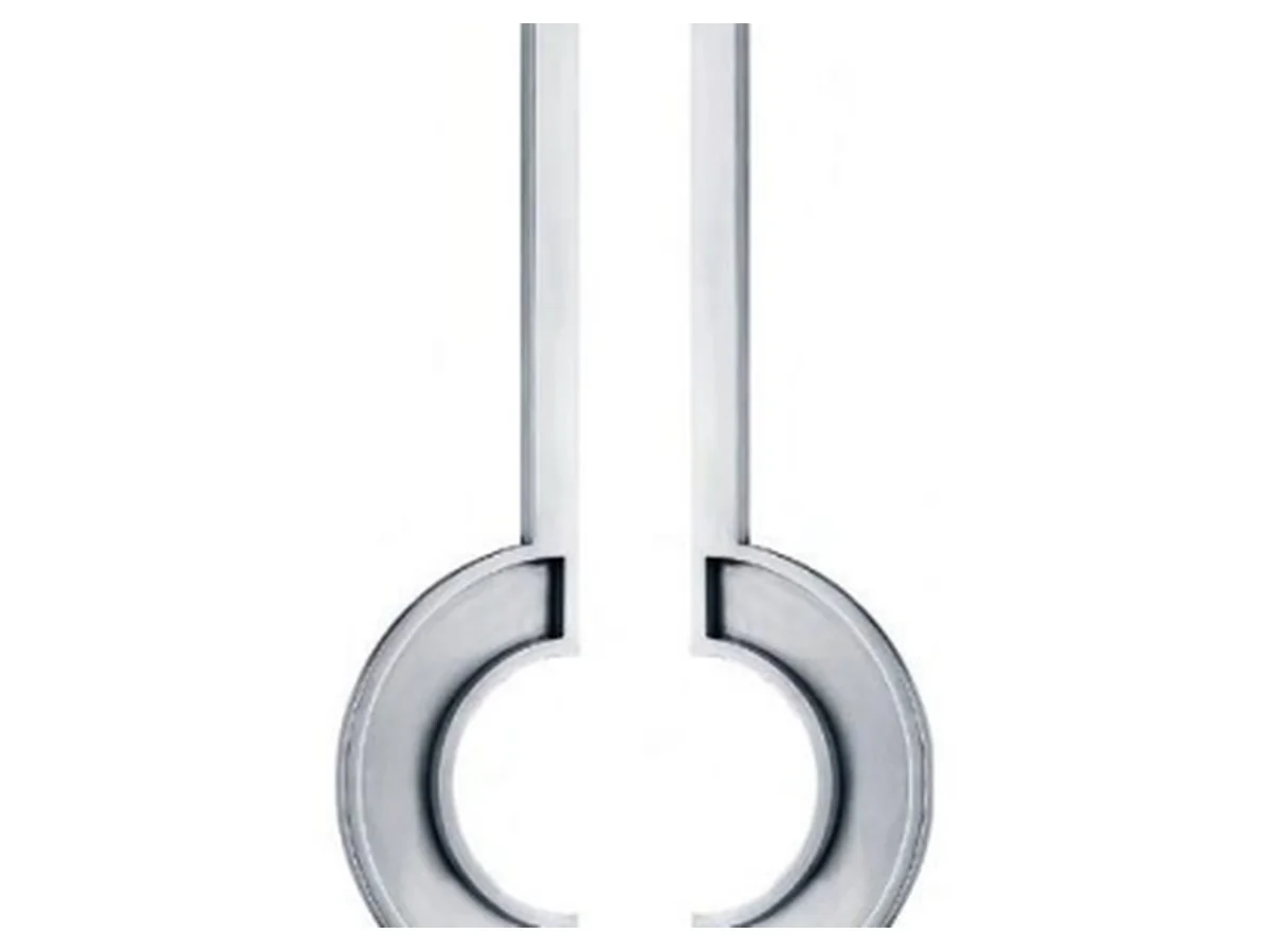 Close-up product shot of the ring grip and turning mount of a ring pull door handle