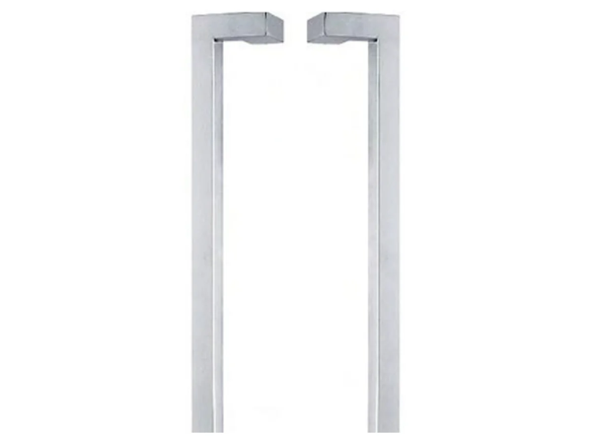 Close-up product shot of the loop form and face fixing of a loop pull door handle