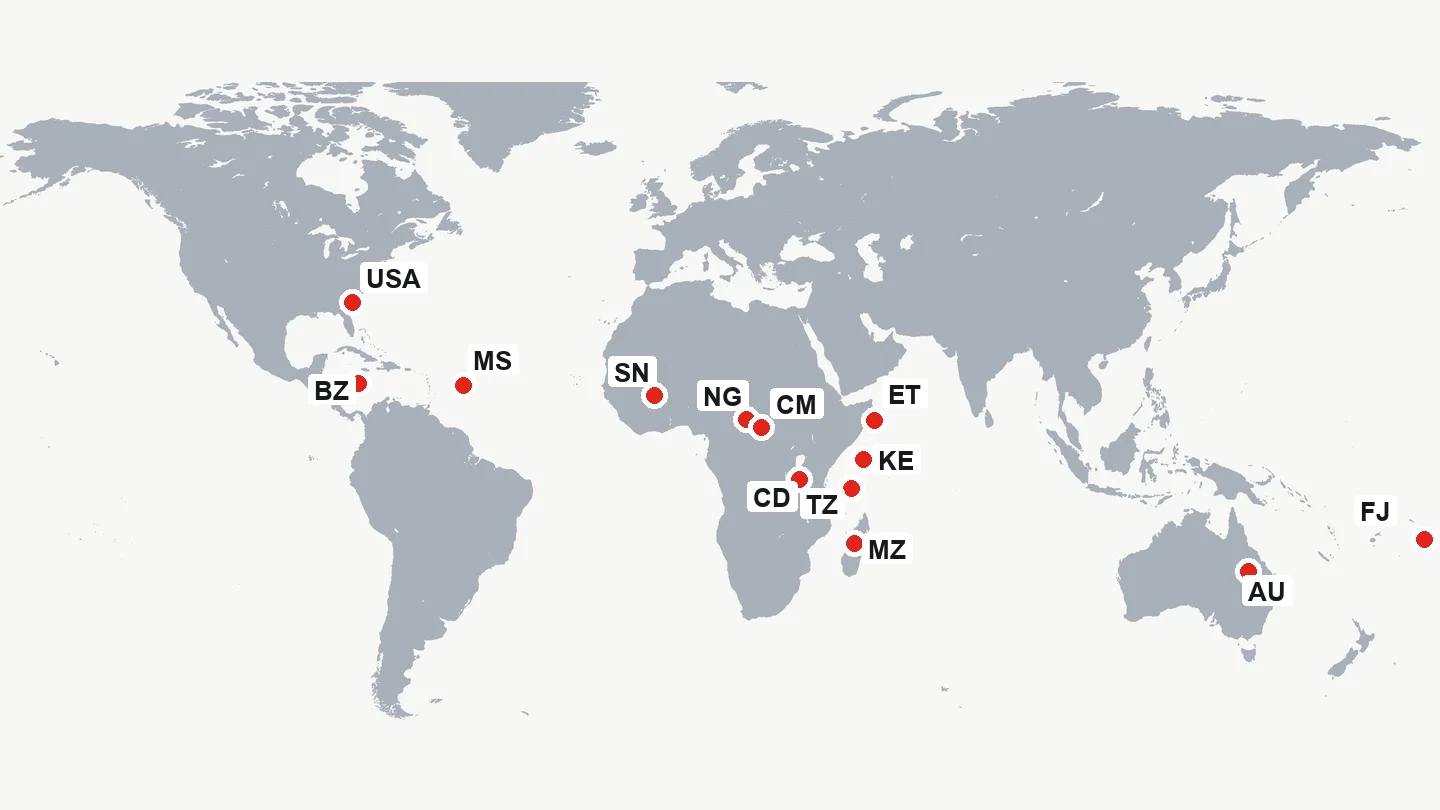 Map showing countries served by Adam Alux aluminium profile supply