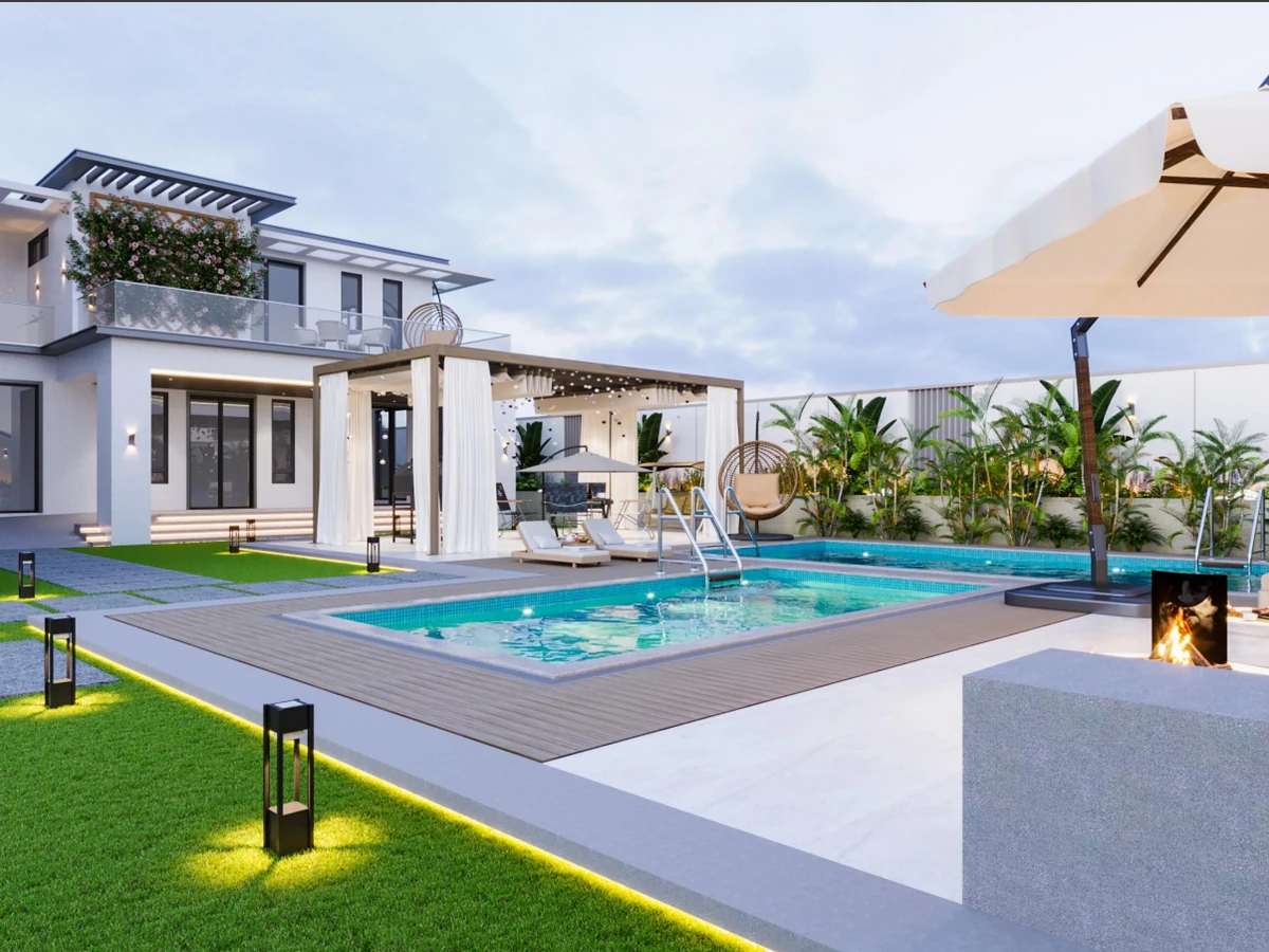 Estate villa case with guest pavilion and pool terrace, Nigeria