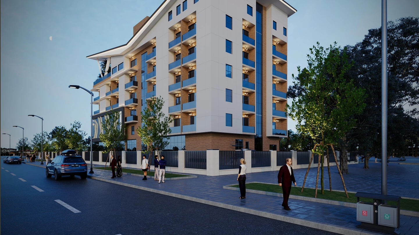 Contemporary hotel exterior design rendering, Nigeria