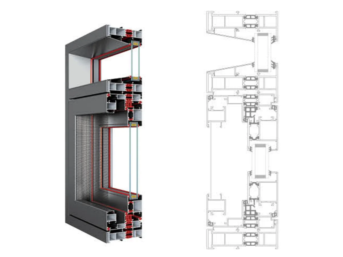 Cross-section drawing of the 120 series sunroom frame profile with a 2.0 mm wall