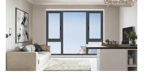Bright living room with a 50 series aluminium casement window, daylight interior
